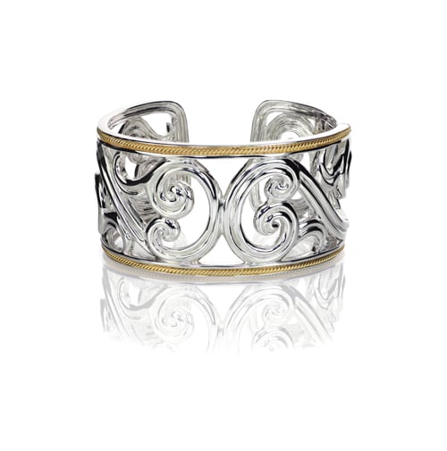 Preview: Duotone swirl Gold Cuff Bracelet
