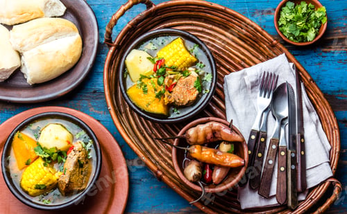 Preview: Latin American food. Traditional chilean pork soup cazuela. Cazuela Chilena