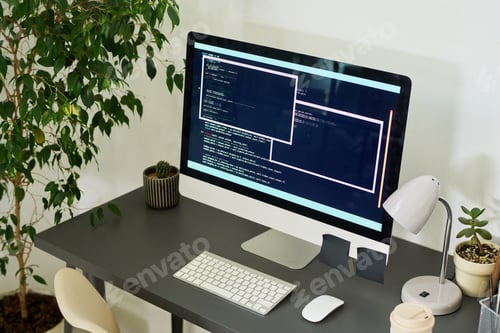 Preview: Desktop Computer Displaying Neural Network Programming