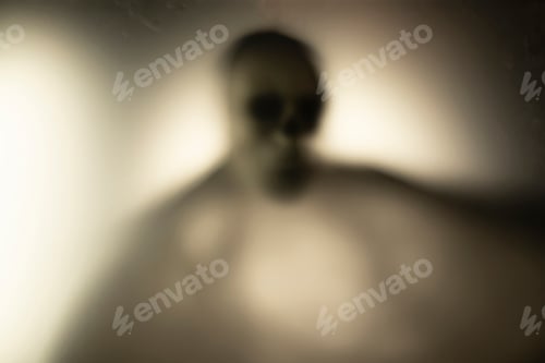 Preview: Shadow blur of horror skeleton. Halloween background.