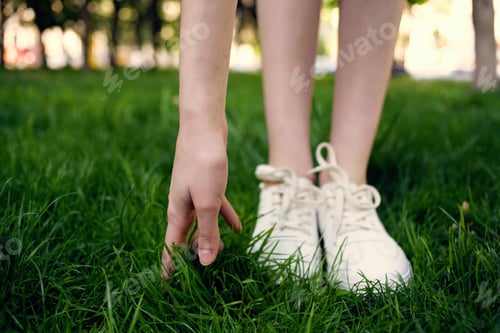 Preview: female feet grass park fresh air walk