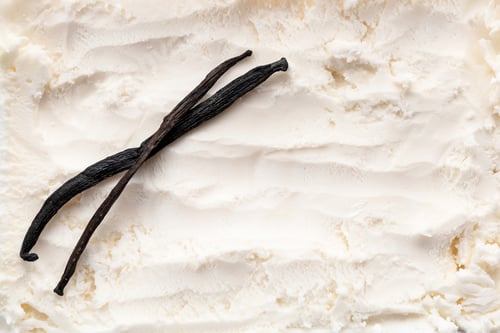 Preview: Tasty vanilla ice cream and sticks, closeup