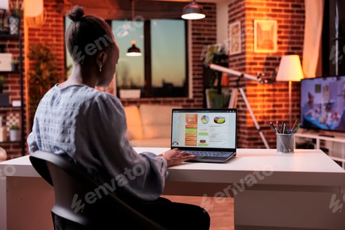 Preview: Business analyst looking at dashboard with company research results
