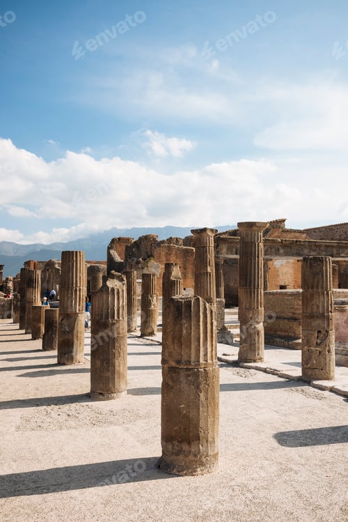 Preview: Remains of columns at Pompeii, Campania, Italy
