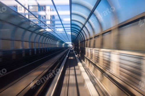 Preview: Motion blur of train moving inside tunnel