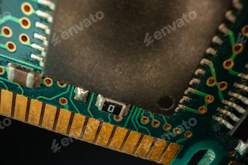 Preview: Macro photo of electronic circuit board in computer