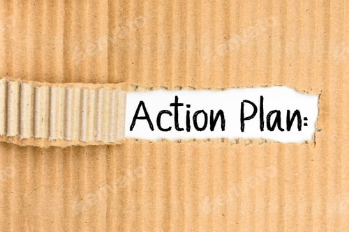 Preview: Action plan text visible behind a torn office paper.