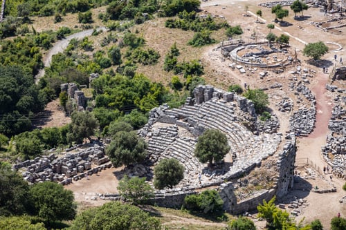 Preview: Turkey touristic area Dalyan Ortaca, Kaunos rock tombs in Dalyan, ancient city of Kaunos, Turkey.