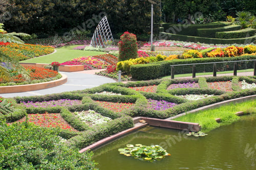 Preview: Flowering garden beds in spring time - Location: Roma Street Parklands, Brisbane, Australia