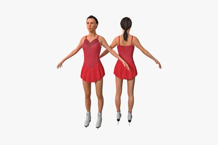 Preview: Two female figure skaters in red dresses