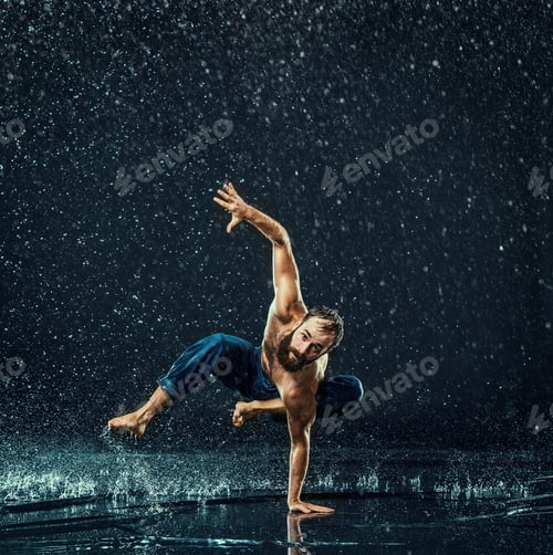 Preview: The male break dancer in water.
