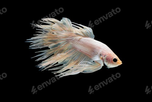 Preview: White crown tail Siamese betta fighting fish action with swim to move body in fresh water
