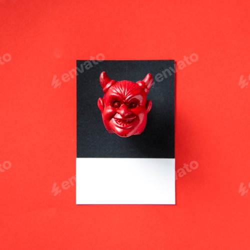 Preview: Red horned evil face head