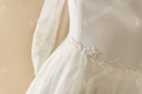 Preview: Detail of beautiful wedding dress, premiered valentines day.