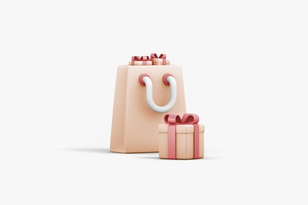 Preview: Shopping Bag And Wrapped Gift Boxes 3D Model