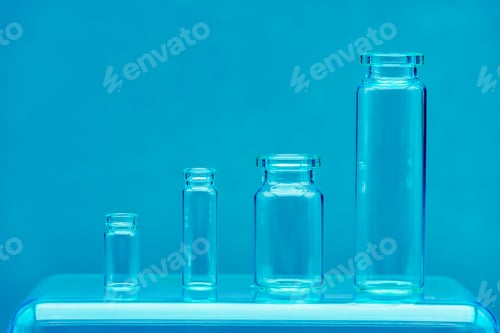 Preview: laboratory tubes on blue background