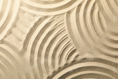 Preview: Sand background with patterns, top view. Zen concept