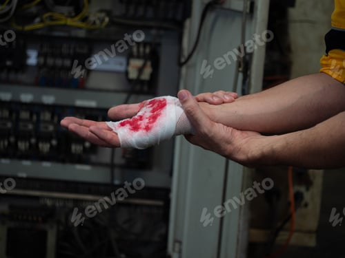 Preview: Hand arm finger nail danger accident blood body part human person people Hold the wrist injury safet