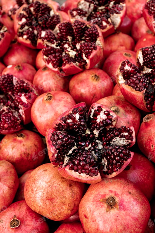 Preview: Cracked pomegranate. Ripe pomegranate close-up