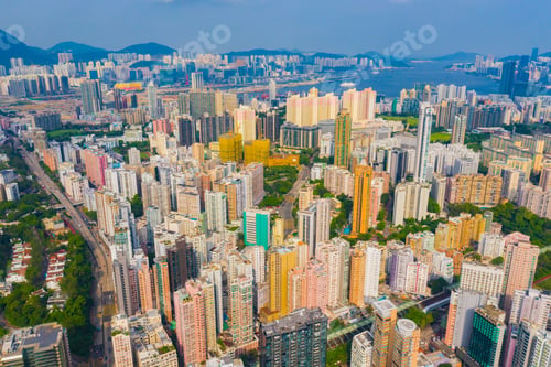 Preview: Hong Kong Downtown, China. Financial district in city in Asia. Skyscraper buildings