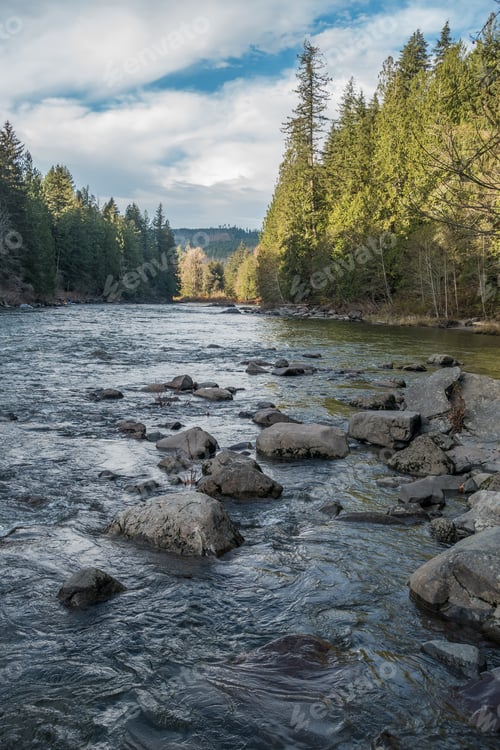 Preview: Looking Down The Snoqualmie River In Washington State.