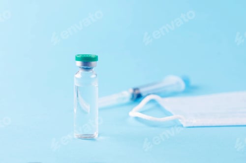 Preview: vaccine vials medicine drug bottles syringe injection. Vaccination, immunization, treatment