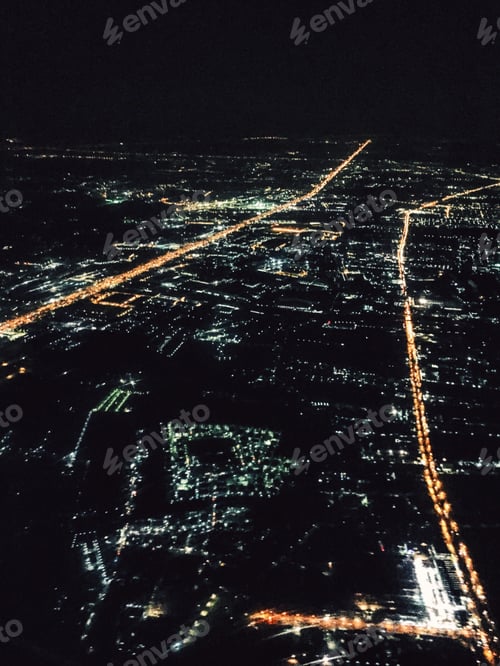 Preview: Night view of the city from the plane