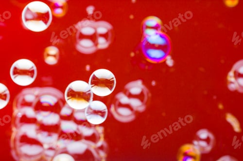Preview: Abstract Soap Bubble Background. Element For Designers. Foam Red Bubble Texture. Colorful Bubbles