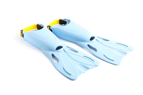 Preview: Pair of blue flippers isolated on white background