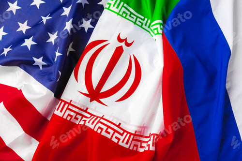 Preview: Flags of Iran, USA and Russia together