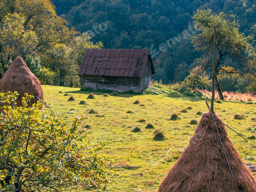 Preview: Old authentic wood house hayloft Carpathian mountains Ukraine Transcarpathia Eco tourism Cottagecore