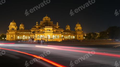 Preview: Closeup shot of the Albert Hall Museum in Jaipur in India at night