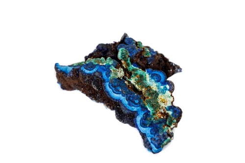 Preview: Macro mineral stone Malachite and Azurite against white background