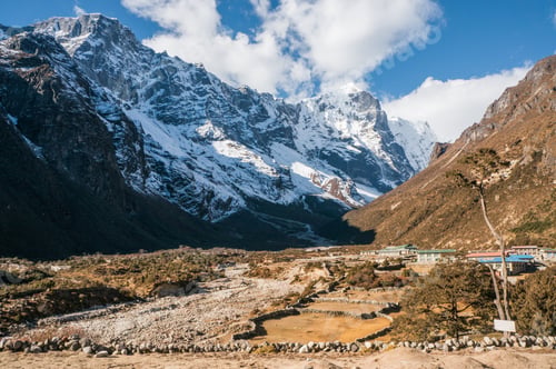 Preview: beautiful scenic landscape with snowy mountains, Nepal, Sagarmatha Zone, november 2014