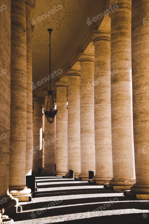Preview: beautiful ancient columns with shadow in Vatican, Italy