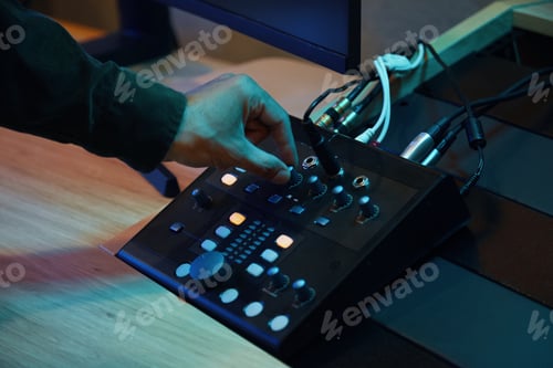 Preview: Musician Turning On The Sound On Control Panel