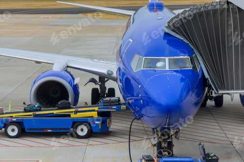 Preview: Downloading baggage on the conveyor belt to the airplane