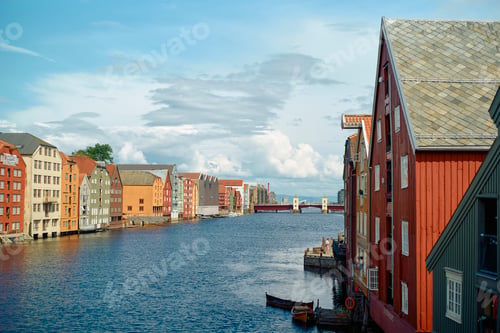 Preview: Colorful traditional Scandinavian buildings line the riverside