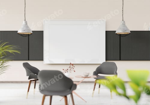 Preview: Modern Interior Design with White Frame and Chairs