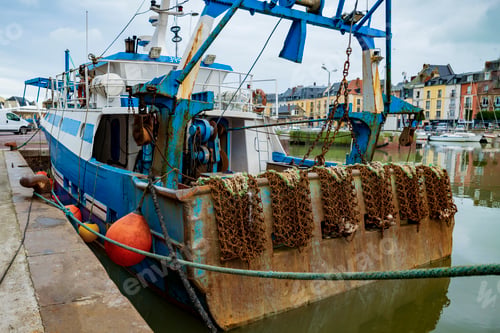 Preview: Rusty boat and nets for catching scallops