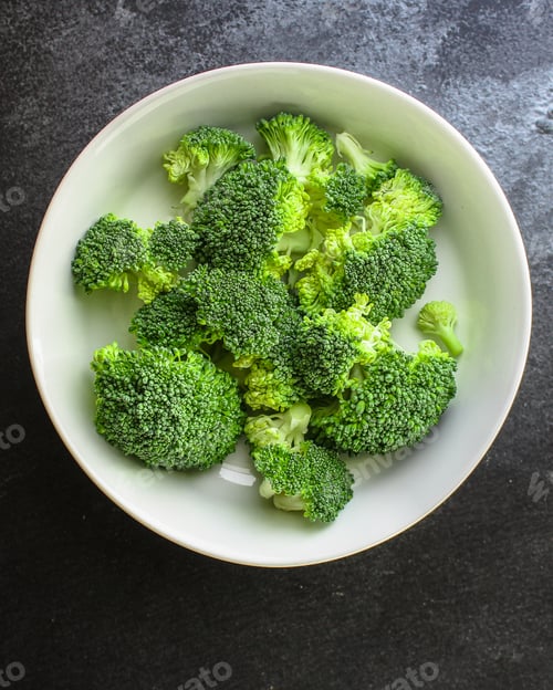 Preview: Broccoli Green Cabbage (Tasty Fresh Vegetables, Vitamins) Menu Concept. Food Background. Top View