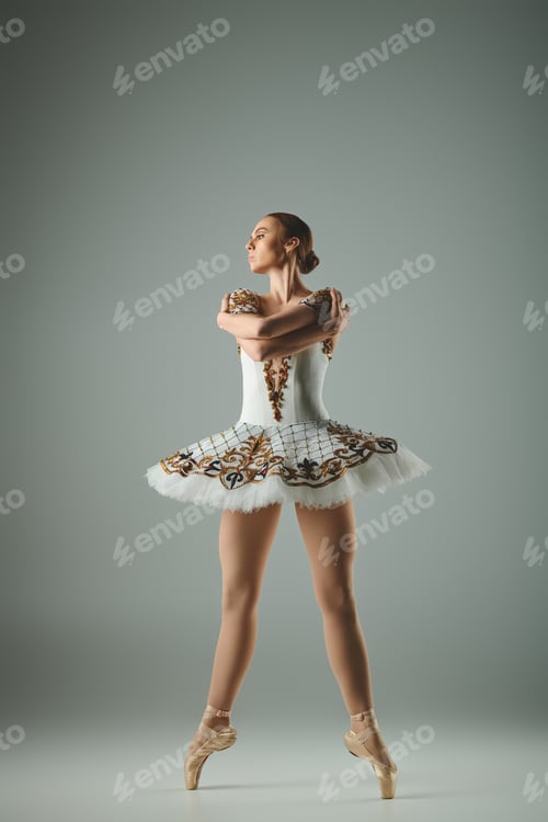 Preview: Ethereal Ballerina Gracefully Poses in White Tutu