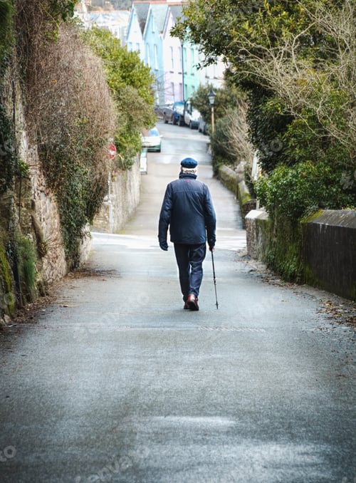 Preview: Old man walking down the hill