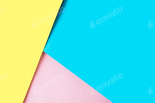 Preview: Multicolored sheets of paper placed geometrically randomly. Yellow, pink, blue