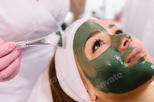 Preview: Herbal green mask beautiful woman relaxing