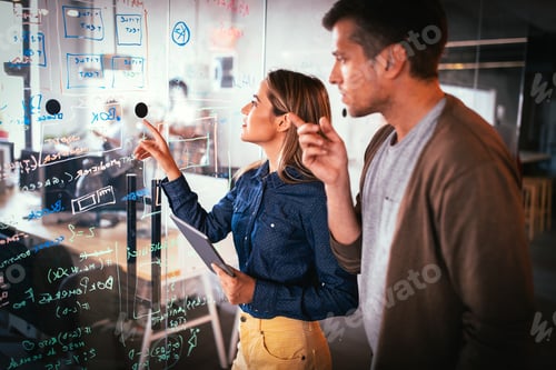 Preview: Company employees working in software development and designer office