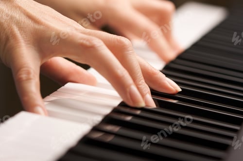 Preview: Woman's Fingers on Digital Piano Keys