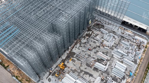 Preview: Aerial view scaffolding building and construction, Scaffolding at construction site.