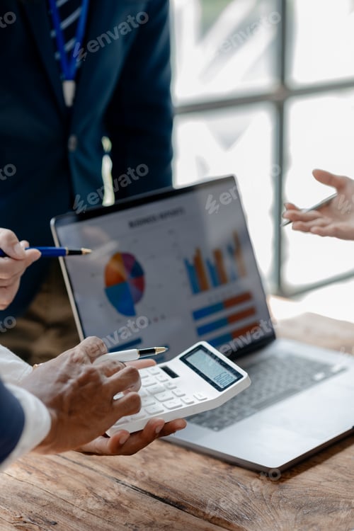 Preview: A group of businessmen and investors are meeting to invest in a business, conference room atmosphere