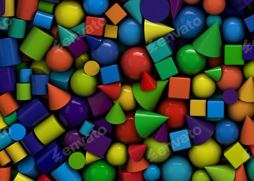 Preview: 3d illustration background with colored geometric shapes